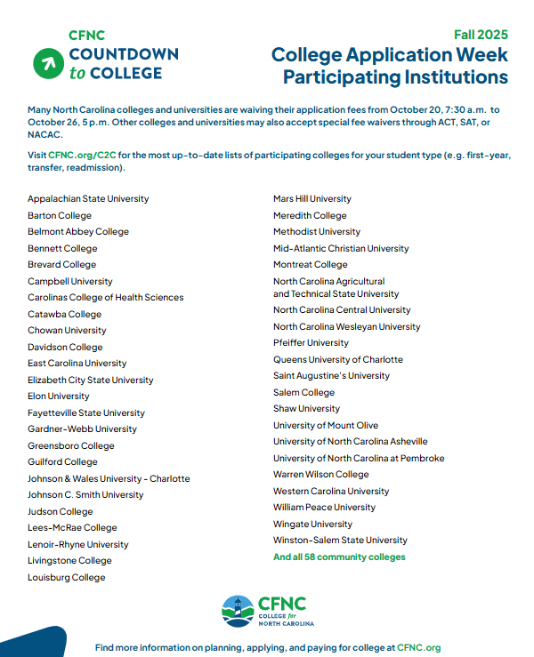 CFNC Countdown to College Week 2025 CFNC Countdown to College Week 2025